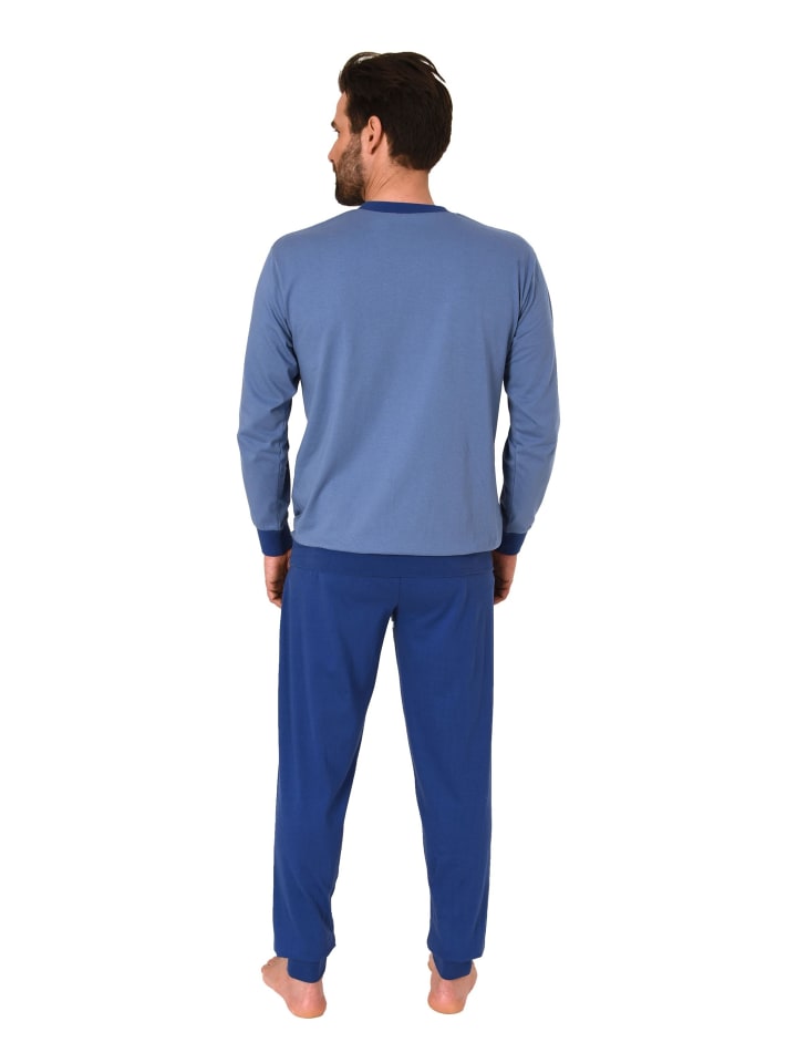 NORMANN langarm Schlafanzug Homewear Bündchen Pyjama Hausanzug - 83273 in petrol günstig kaufen