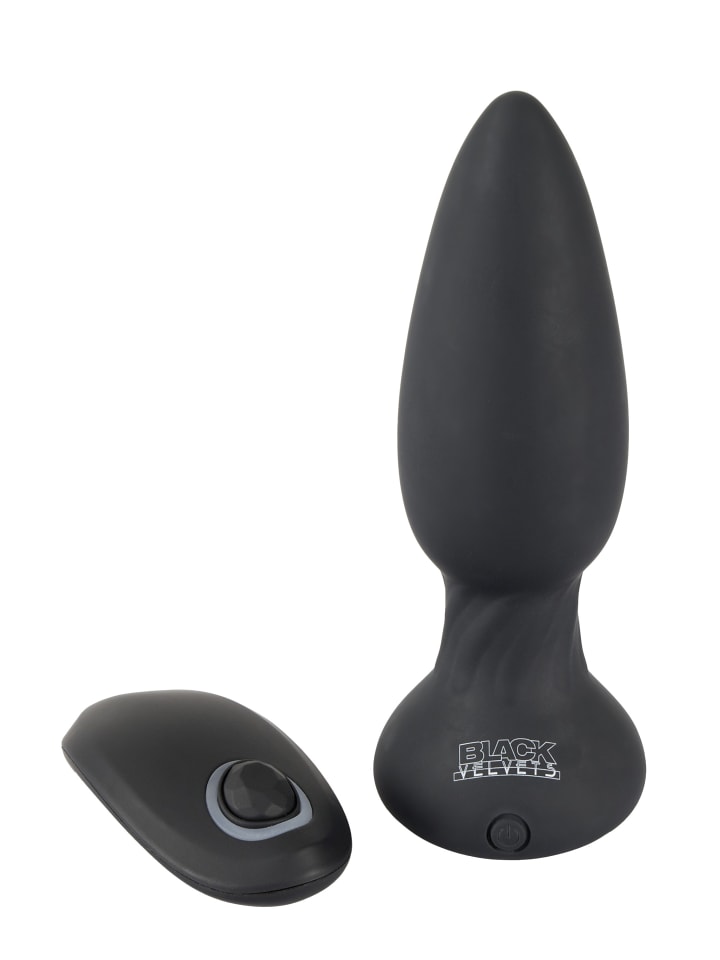 Black Velvets Analplug mit Rotation Remote controlled rotating & vibrating plug in schwarz günstig kaufen 13,5 cm