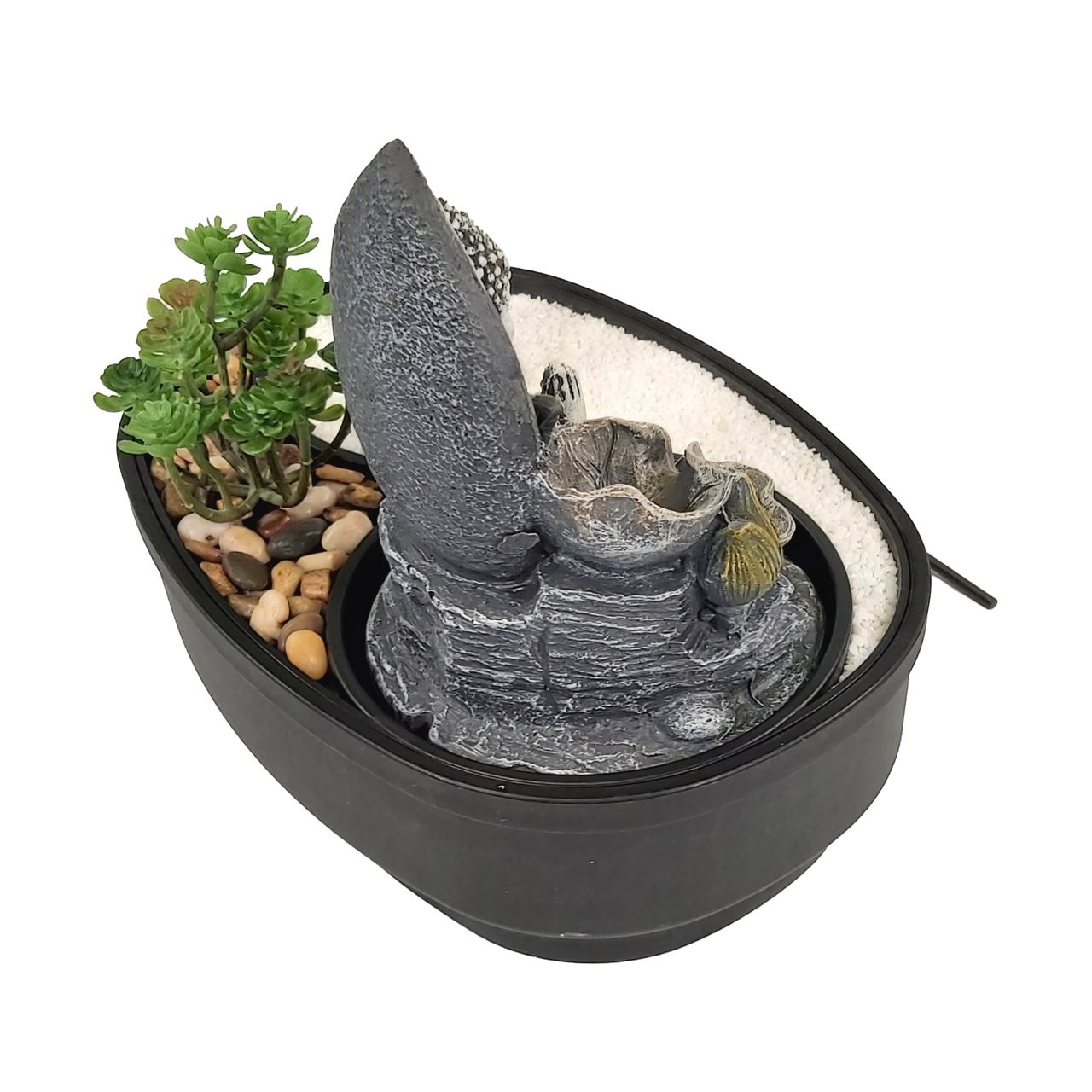 Lemodo Zimmerbrunnen mit LED-Beleuchtung, Dekobrunnen “Buddha Namaste” für die Wohnung