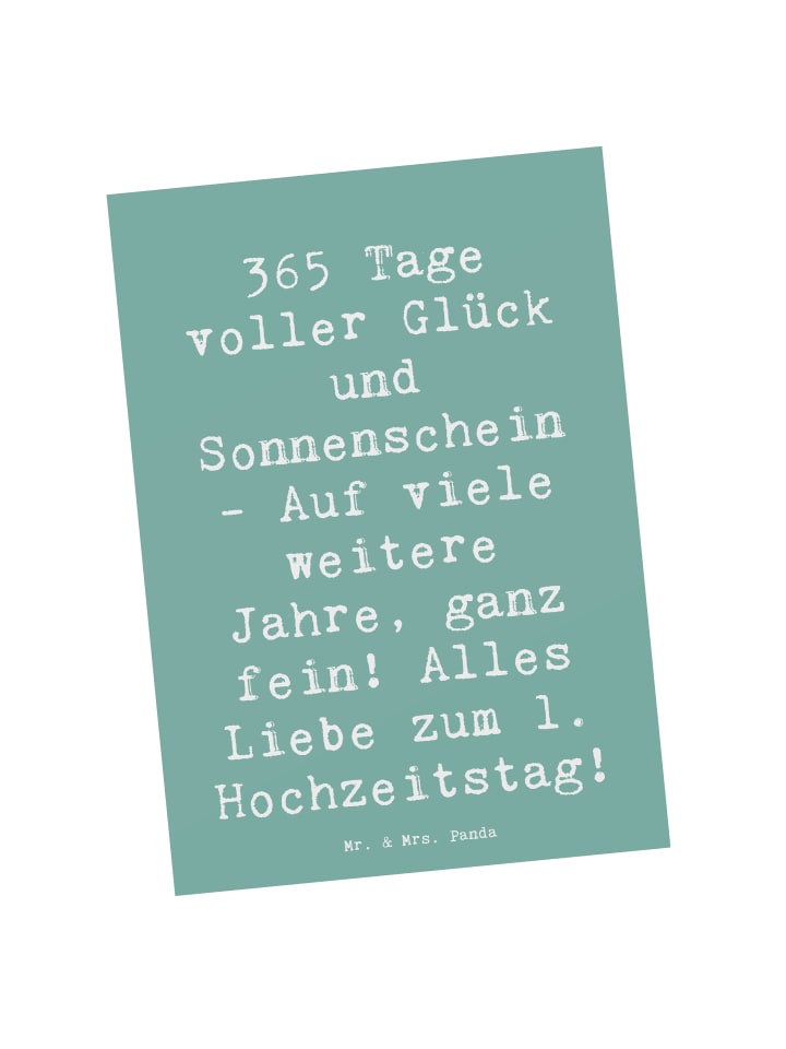 Mr. & Mrs. Panda Postkarte Spruch 1. Hochzeitstag Papierhochzeit... in Meeresbrise günstig kaufen onesize