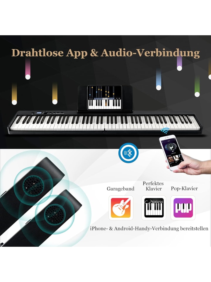 COSTWAY Elektroklavier 88 Tastatur in Schwarz günstig kaufen 30 cm