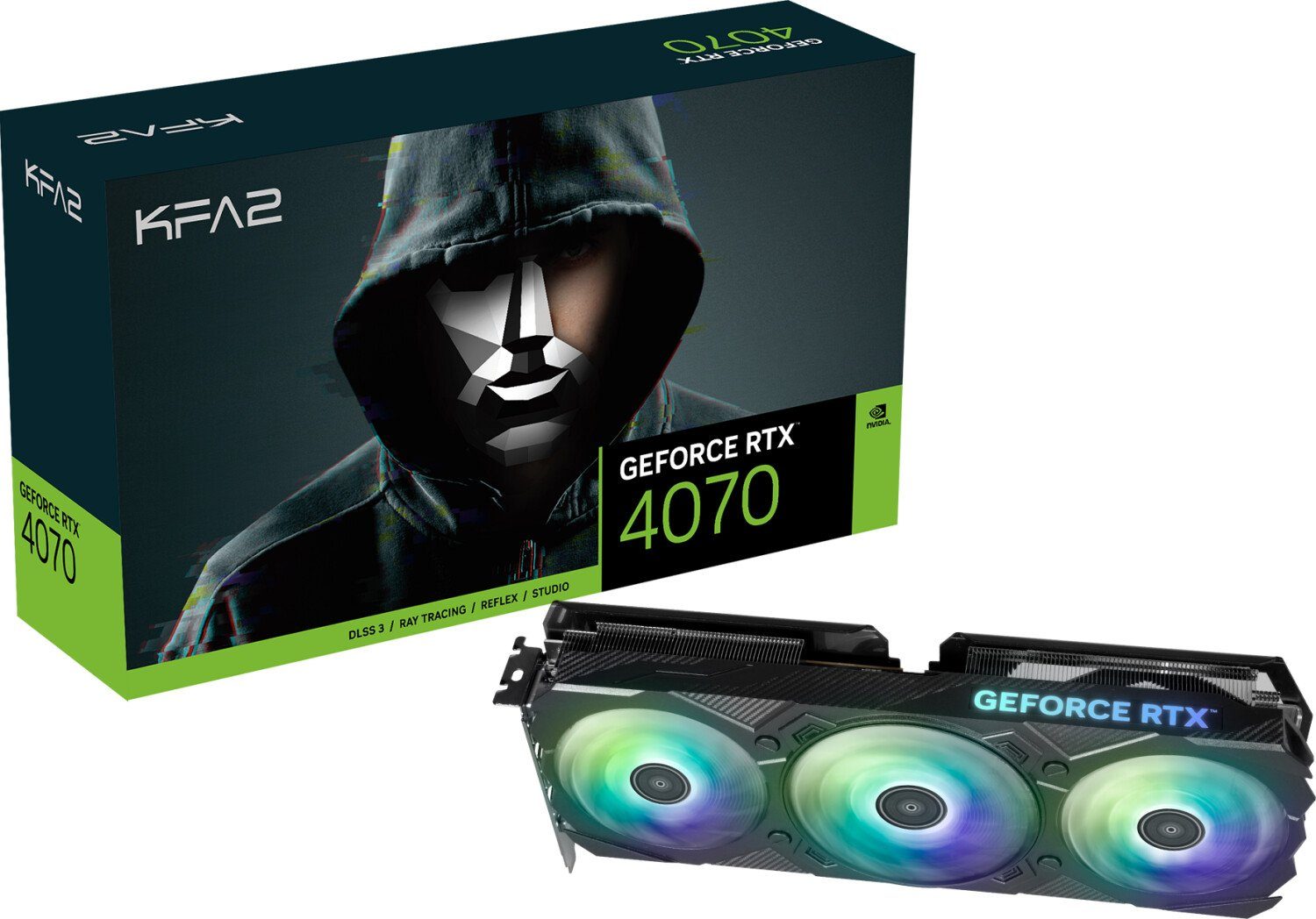 KFA2 GeForce RTX 4070 EX Gamer 1-Click OC Gaming Grafikkarte (12 GB, GDDR6X, 1x HDMI, 3x DP)
