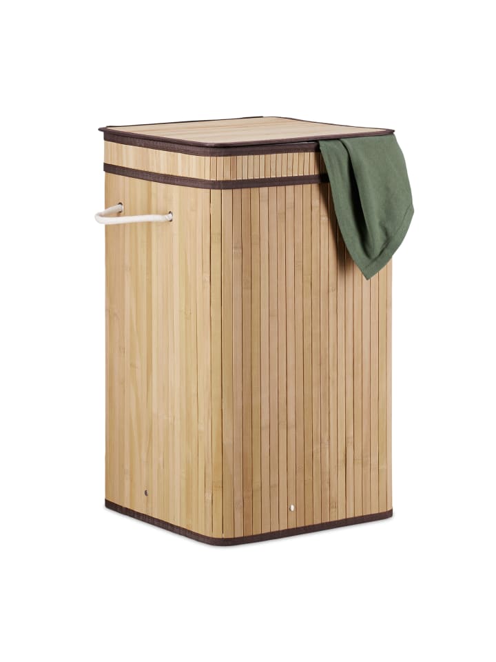 relaxdays Wäschekorb in Natur - (B)36 x (H)63 x (T)36 cm günstig kaufen onesize