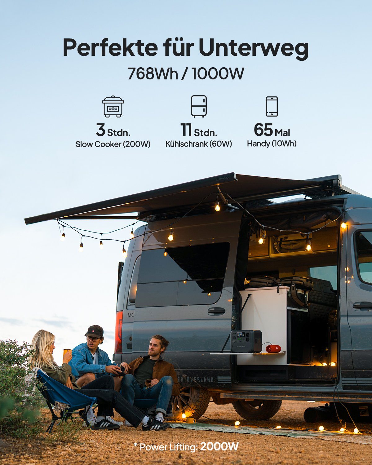 BLUETTI Stromerzeuger AC70 Solar generator mit Solar panel, 768Wh LiFePO4 Akku-Zelle, 1,00 in kW, (mit PV120 120W Solar panel, 1000W Pure Sine Wave Output), Solar generator kit für Haus, Camping, Notfall