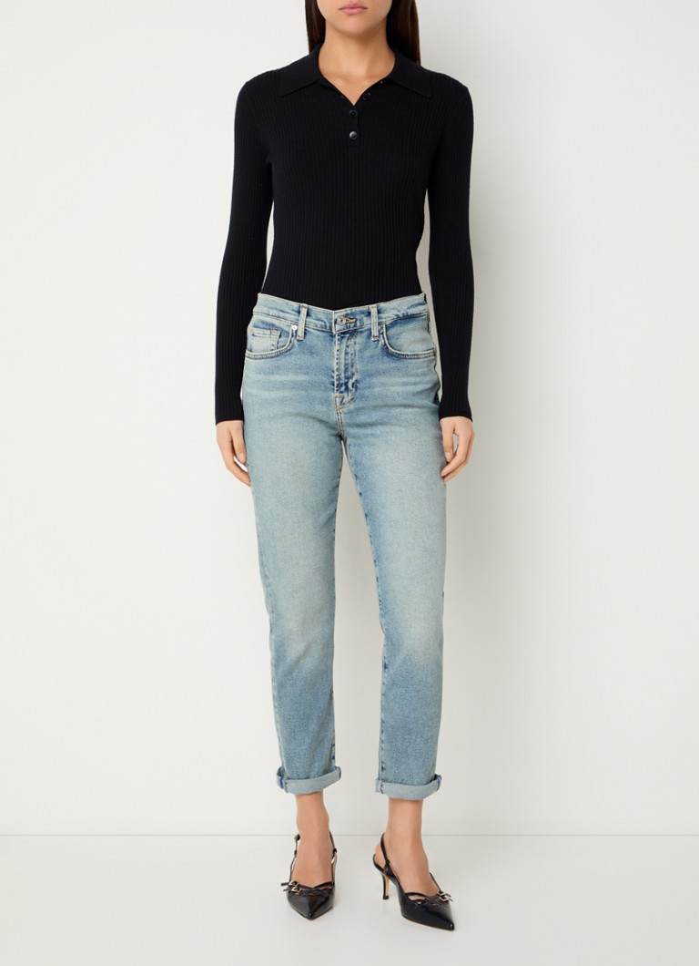 Blugi slim fit a vita media Josefina di 7 For All Mankind, lavaggio chiaro.