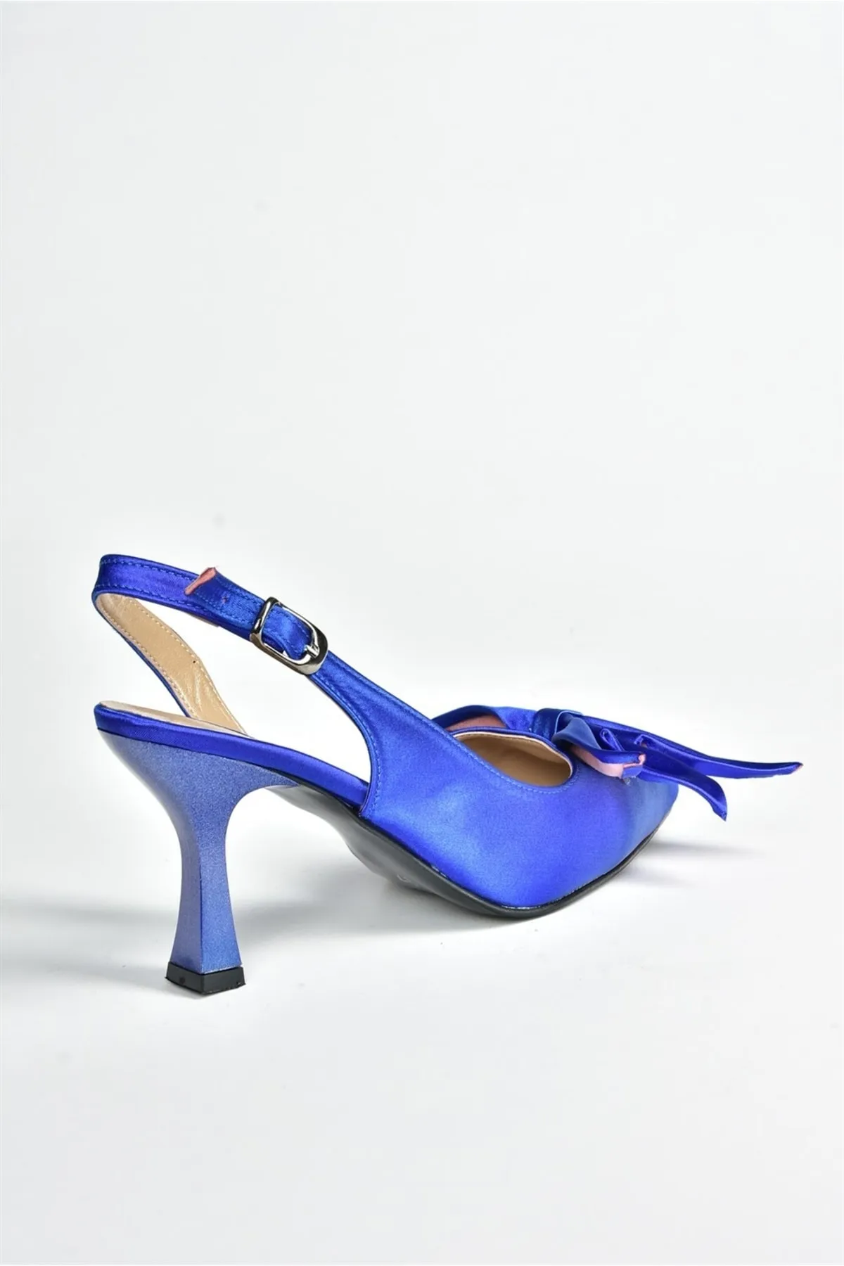 Fox Shoes  Damen-Saks-Schuhe aus blauem Satinstoff mit Absatz K922164804