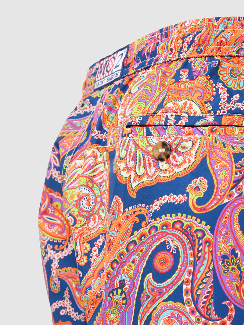 Badehose mit Allover-Muster Modell 'LIGHTING' in orange
