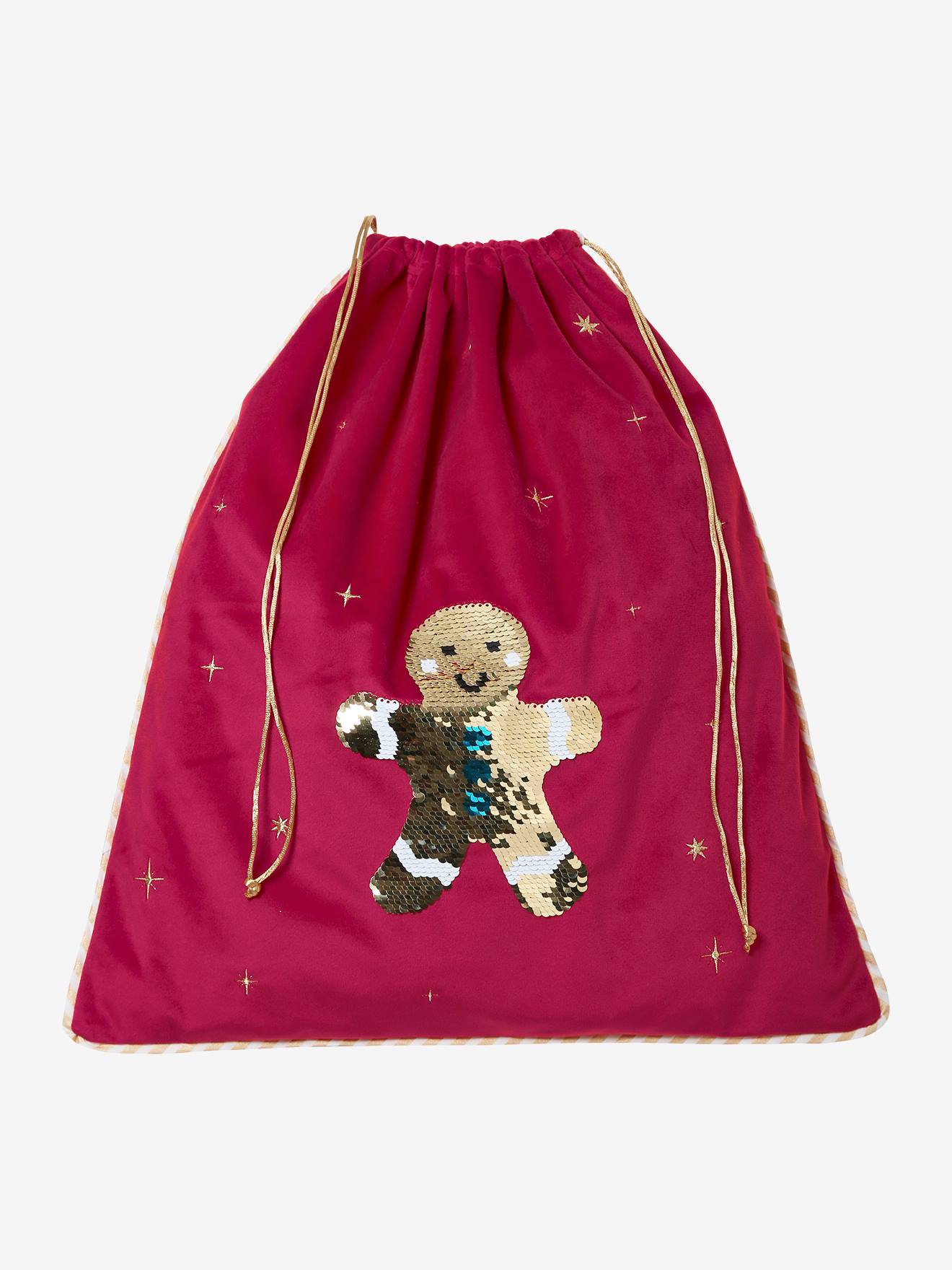 Sac à jouet pain d'épice sequins réversibles rouge