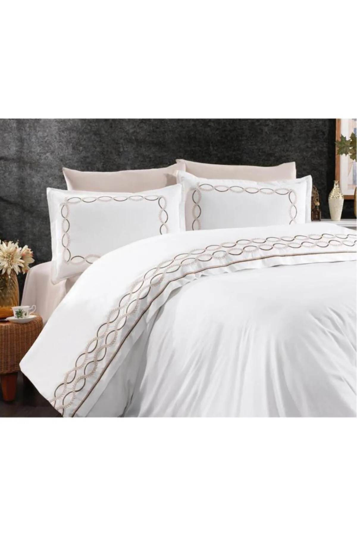 Çeyiz Diyarı  Bettwäsche Doppelbett - Weiß - Unifarben
