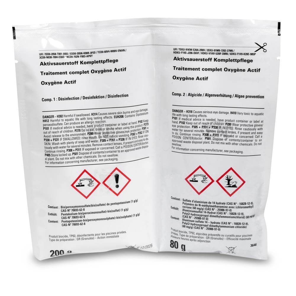 Cristal Poolpflege CRISTAL Aktivsauerstoff Komplettpflege 2,24 kg, (völlig ohne Chlor, Algenverhütung, Klareffekt, pH-Pufferung, Härtestabilisator), Synergieeffekt