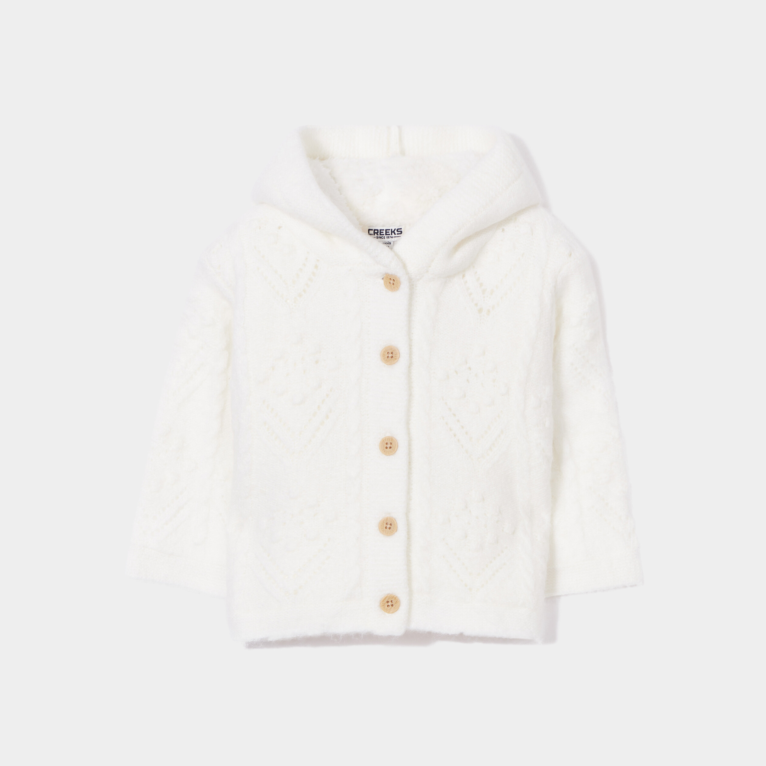 Gilet boutonné à capuche doublé Creeks blanc bébé fille | La Halle