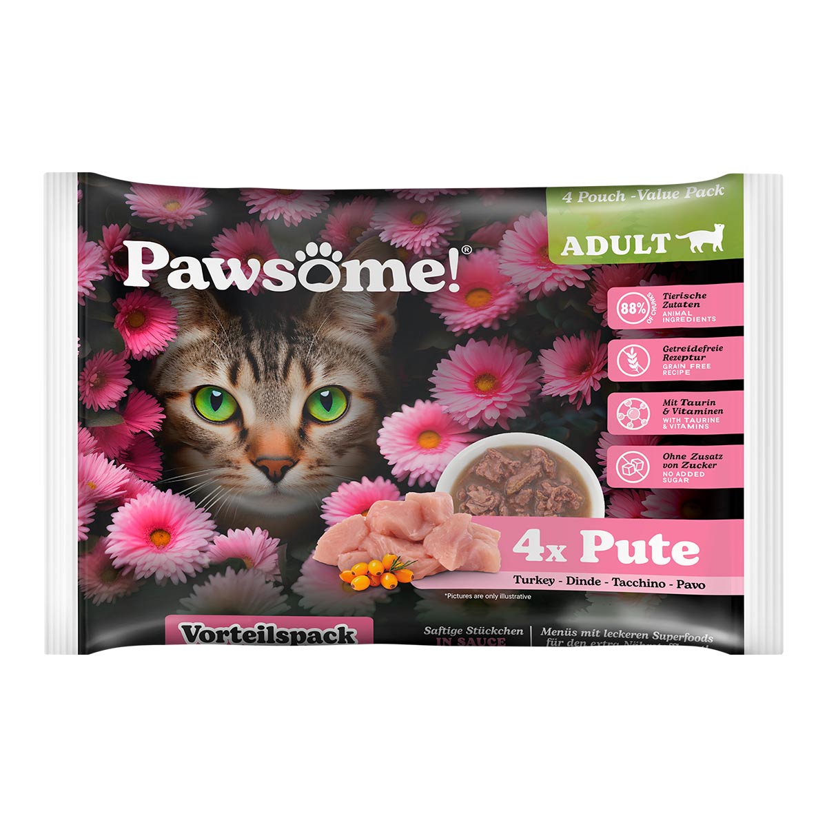 Pawsome Adult Pute Flowpack 4x85g günstig kaufen bei ZooRoyal