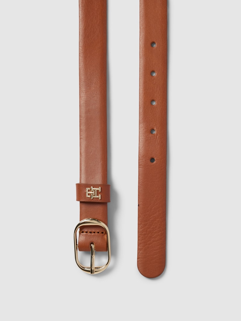Gürtel aus Leder mit Label-Applikation Modell 'CASUAL' in cognac