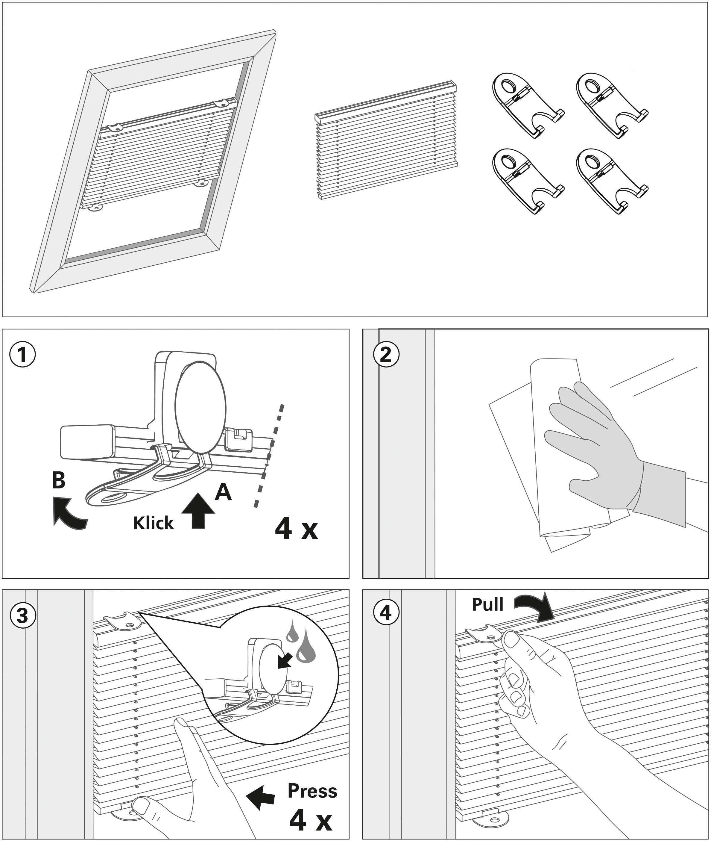 Dachfensterplissee, GARDINIA, blickdicht, ohne Bohren, Saugnäpfe, passend für Velux Dachfenster