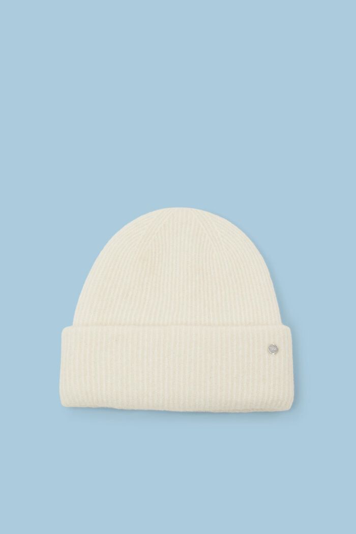 Gerippte Beanie aus Mohair-Wolle-Mix