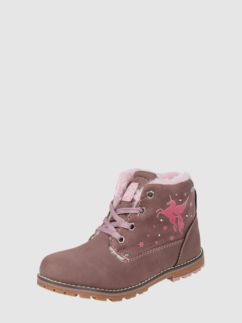 Boots in Leder-Optik in rosa