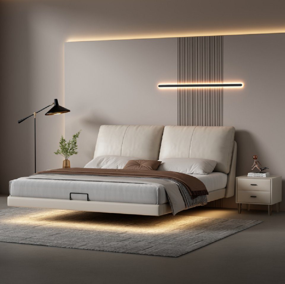 JVmoebel Bett Weißes Schlafzimmer Wandbett Designer Doppelbetten Holzgestell (1-tlg., Nur Bett), Made in Europa