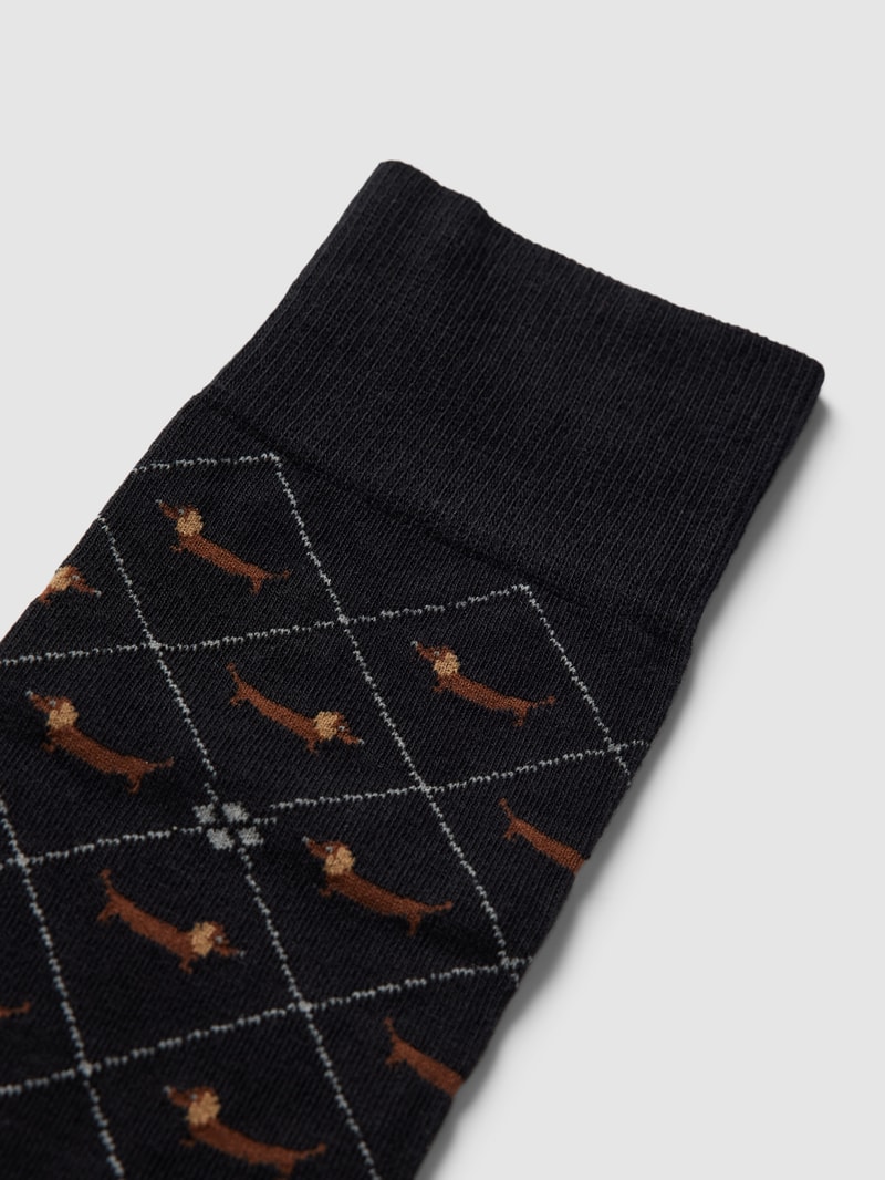 Socken mit Motiv-Print Modell 'DACHSHUND' in schwarz