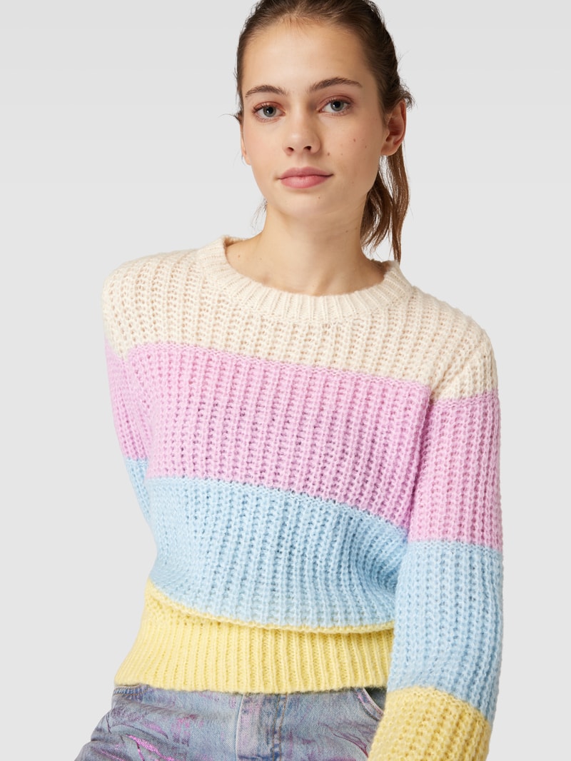 Strickpullover mit Streifenmuster Modell 'NAOMI' in rosa