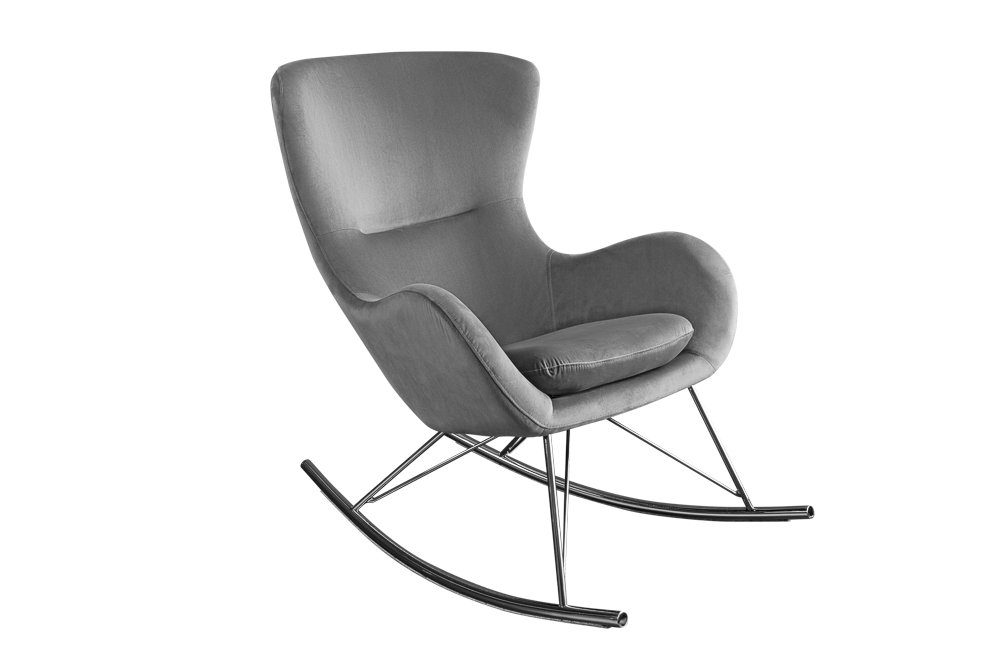 riess-ambiente Schaukelstuhl SCANDINAVIA SWING grau / silber (Einzelartikel, 1 St), Wohnzimmer · Samt · Metall · mit Armlehne · wippbar · Modern Design
