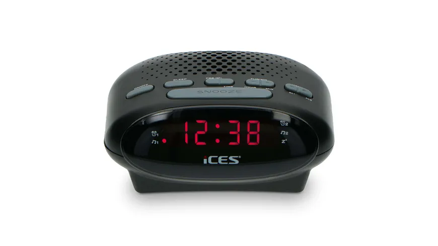 Ices ICR-210 Black - FM Uhrenradio, Schwarz
