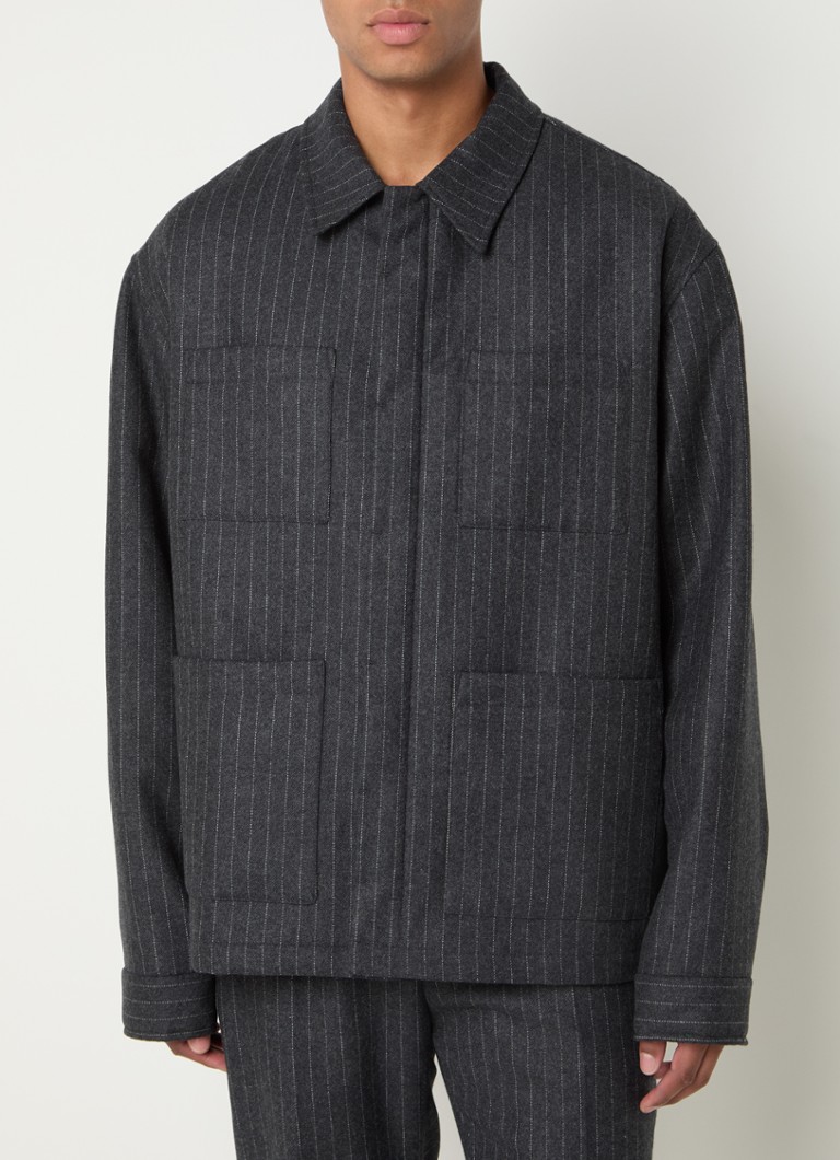 The Frankie Shop Mason jacket in wool blend with pinstripe and patch pockets