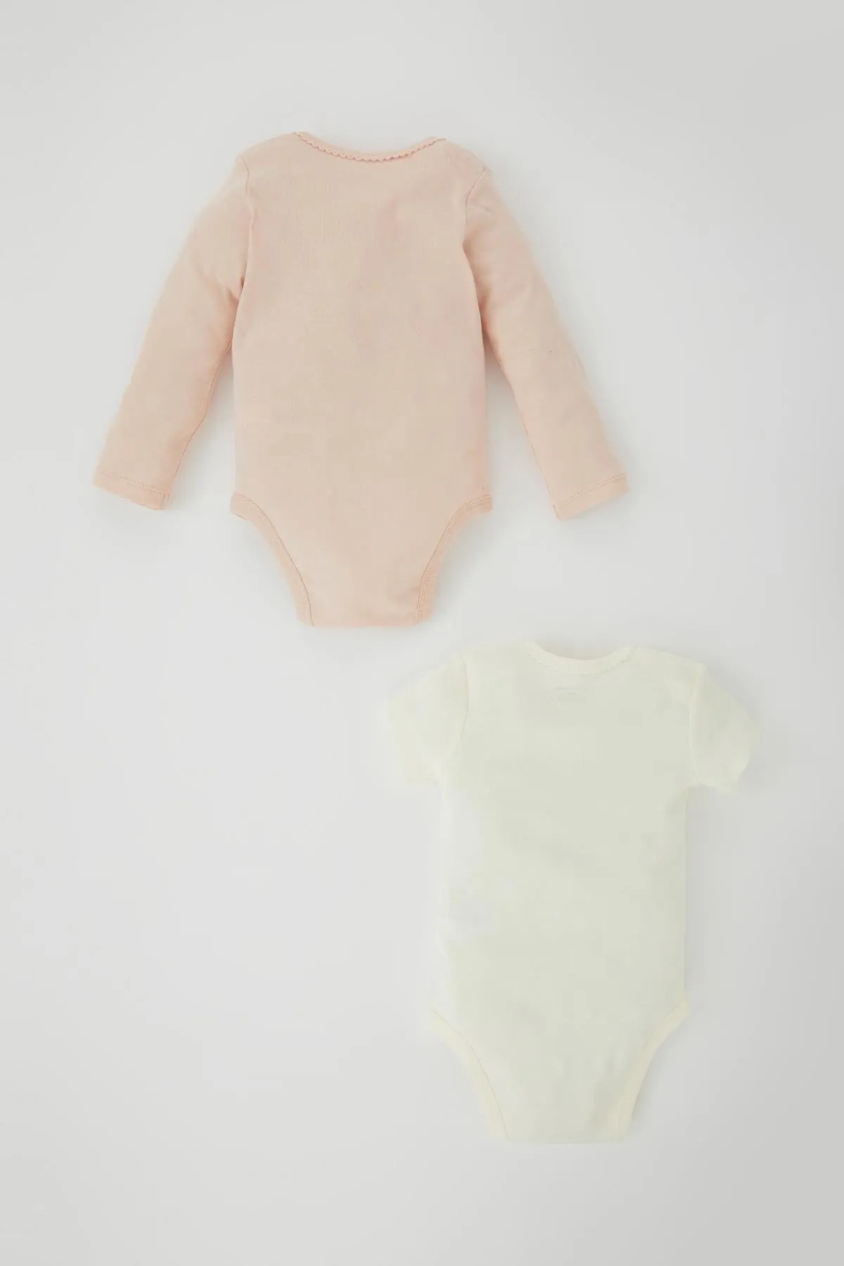 DeFacto  Gerippter 2-teiliger Kurzarm-Body mit Druckknöpfen für Neugeborene mit Umschlagkragen für Babys