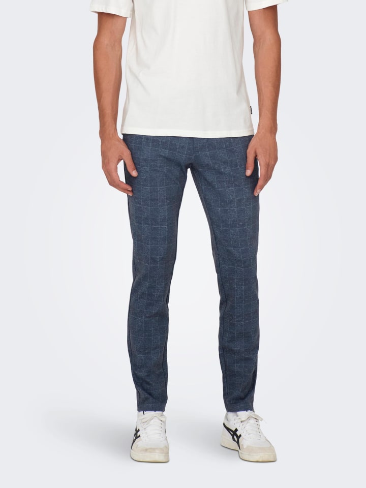 Only&Sons Stoffhose Karierte Stretch Chino Trousers ONSMARK in Blau günstig kaufen