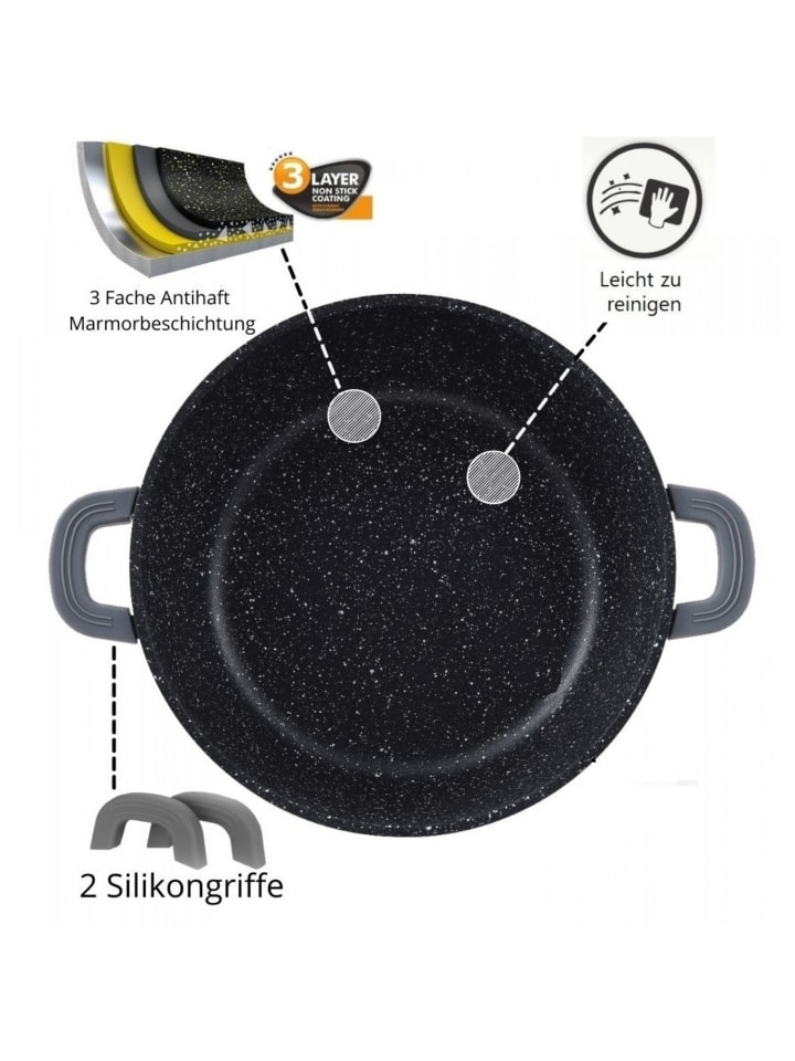 Cheffinger 8 tlg Kochtopf Set Topf Induktion Anti Haft 20-24-28-32cm in Schwarz günstig kaufen onesize