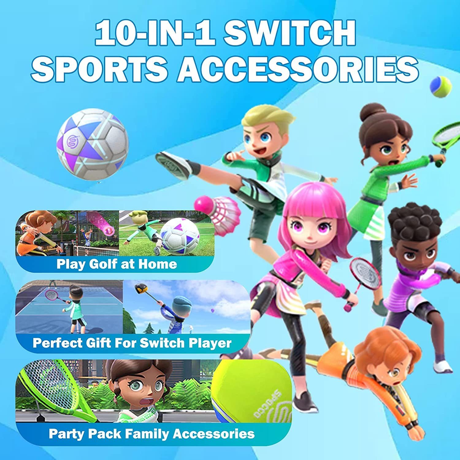DOPWii 10-in-1 Switch Spiele Zubehör Sets für Kinder Nintendo Switch Sports Controller (10 St)