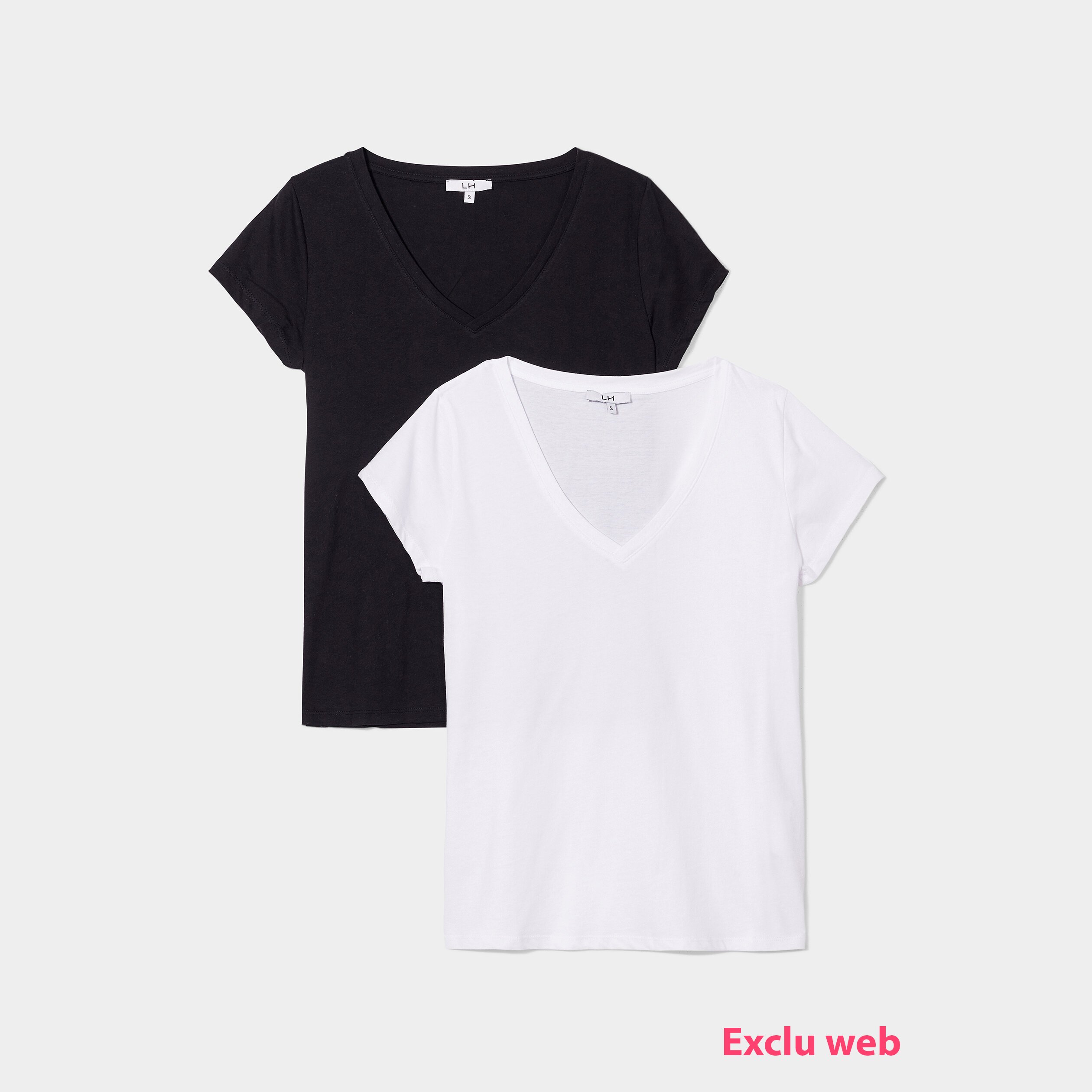 Lot 2 t-shirts manches courtes coton noir femme | La Halle