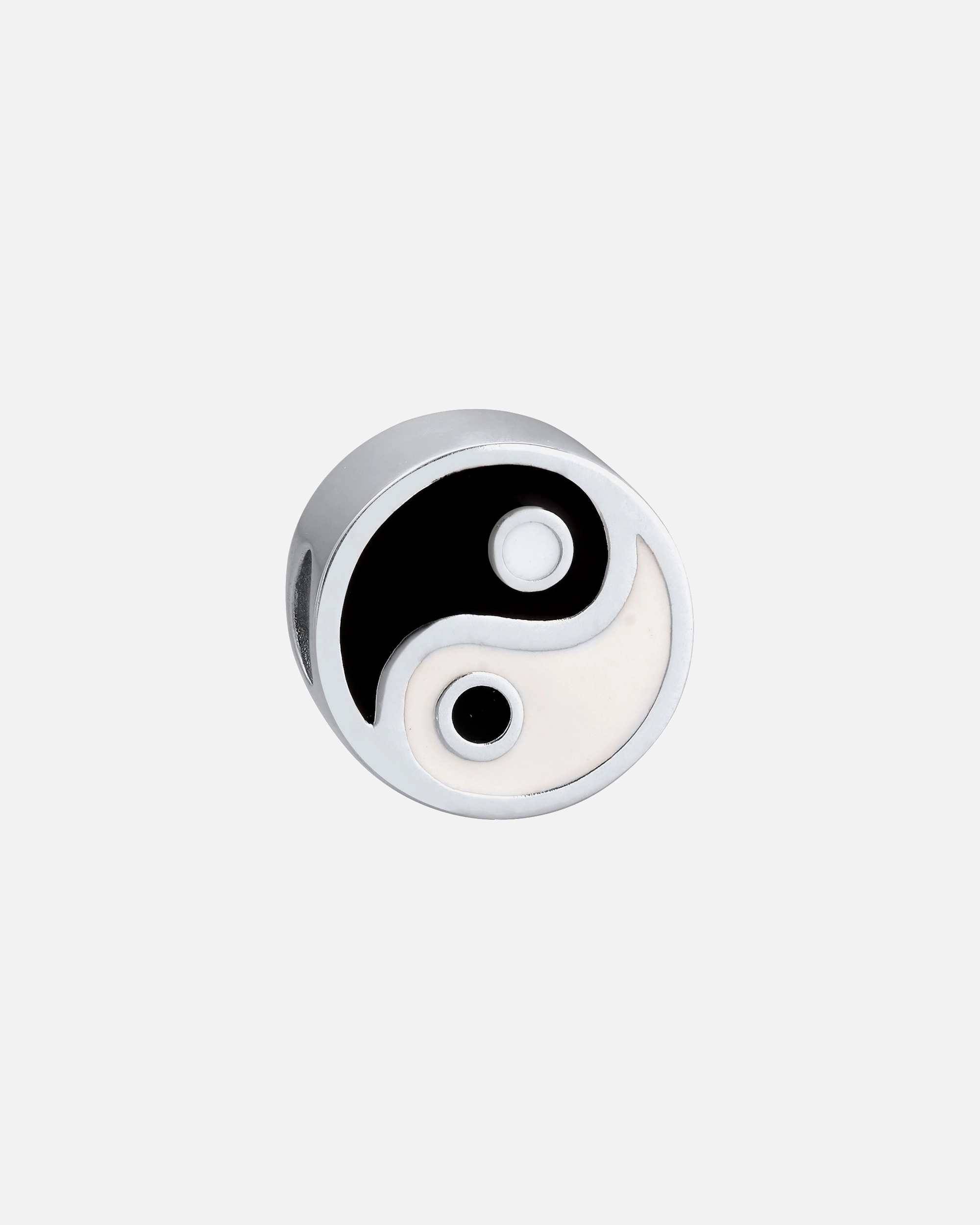 KUZZOI Kuzzoi Men's Yin & Yang Charm, Black and White Enamel, 925 Sterling Silver