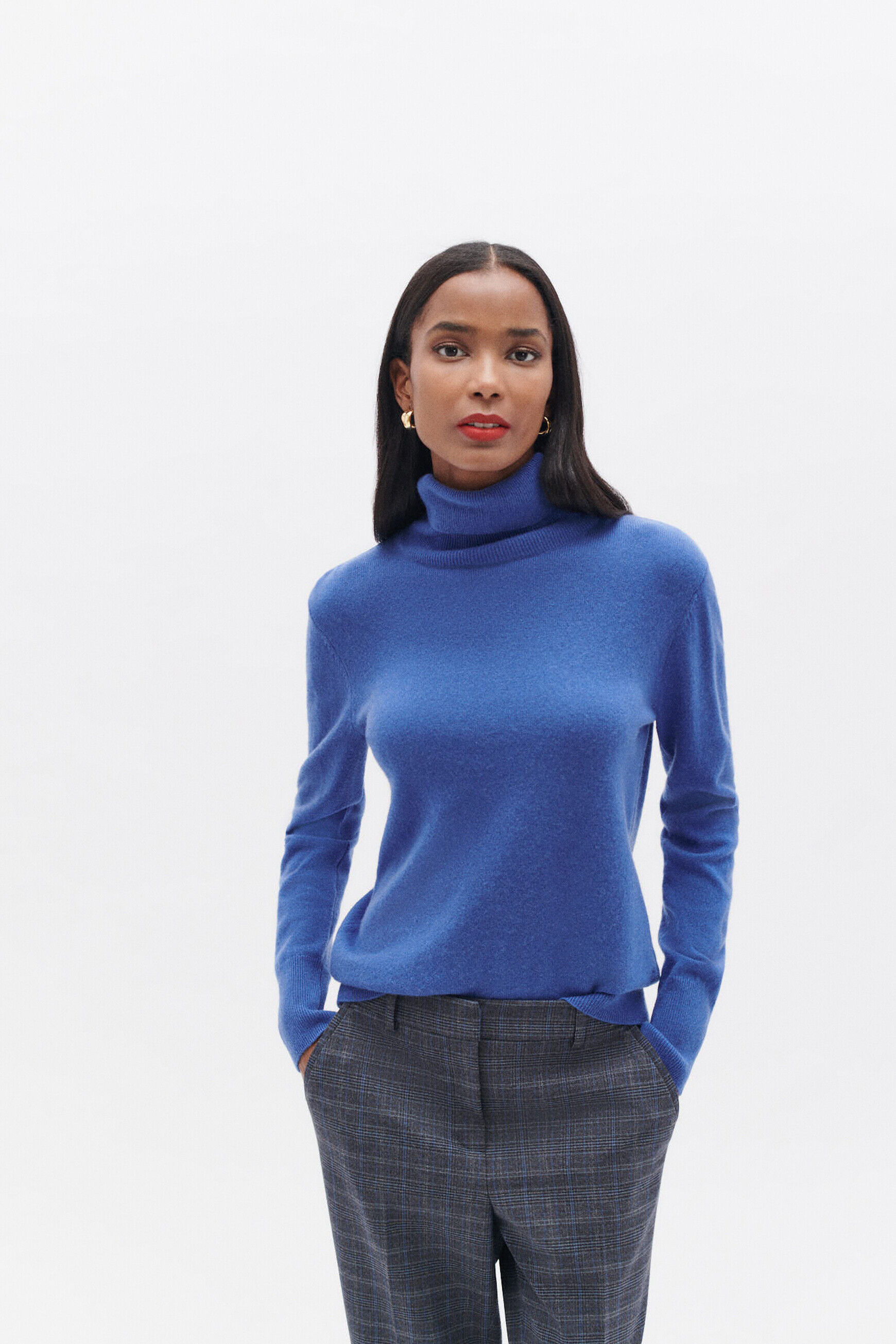 pull dylan b 100% cachemire bleu electrique femme