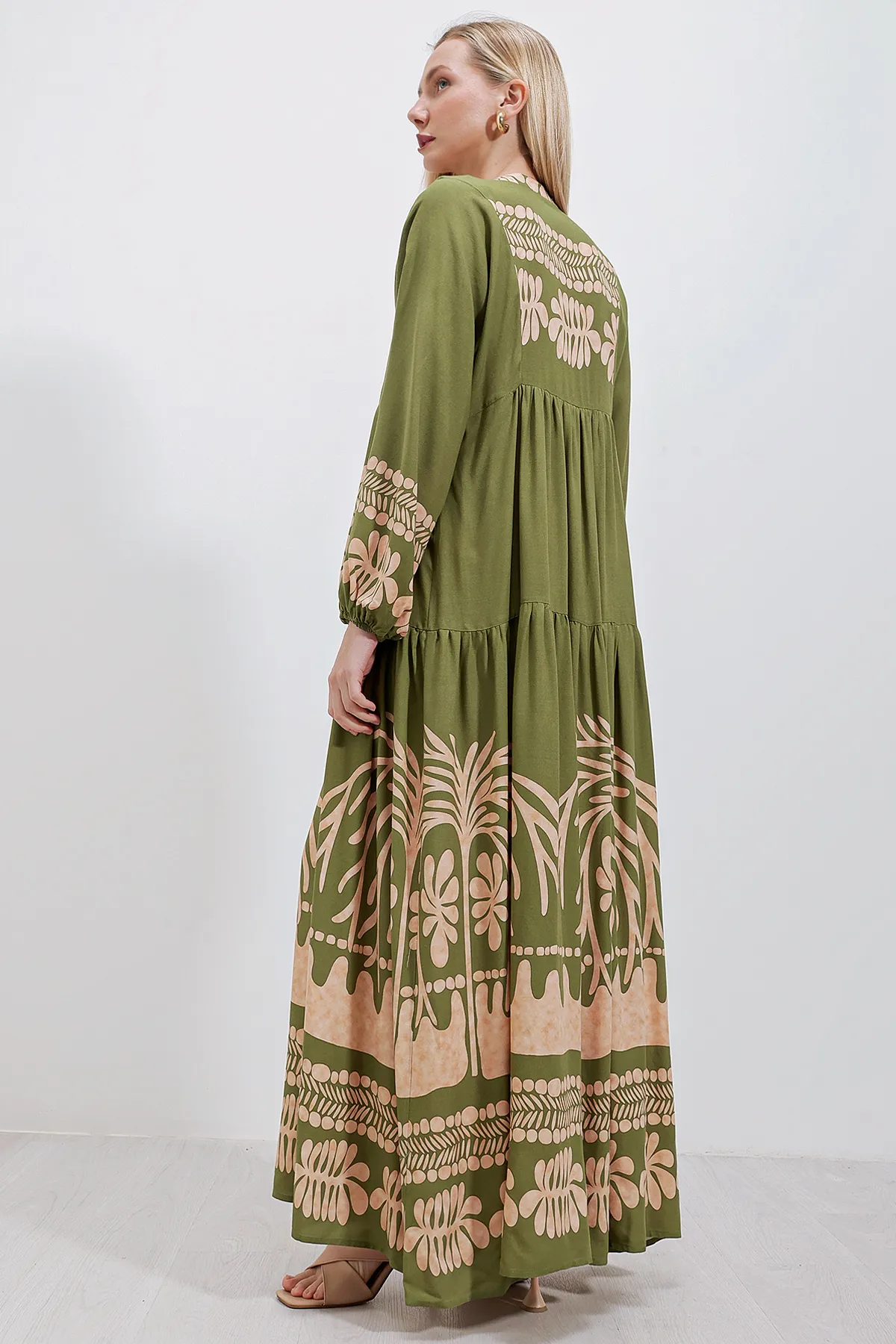 Bigdart  2423 Authentisches gemustertes Kleid - Khaki