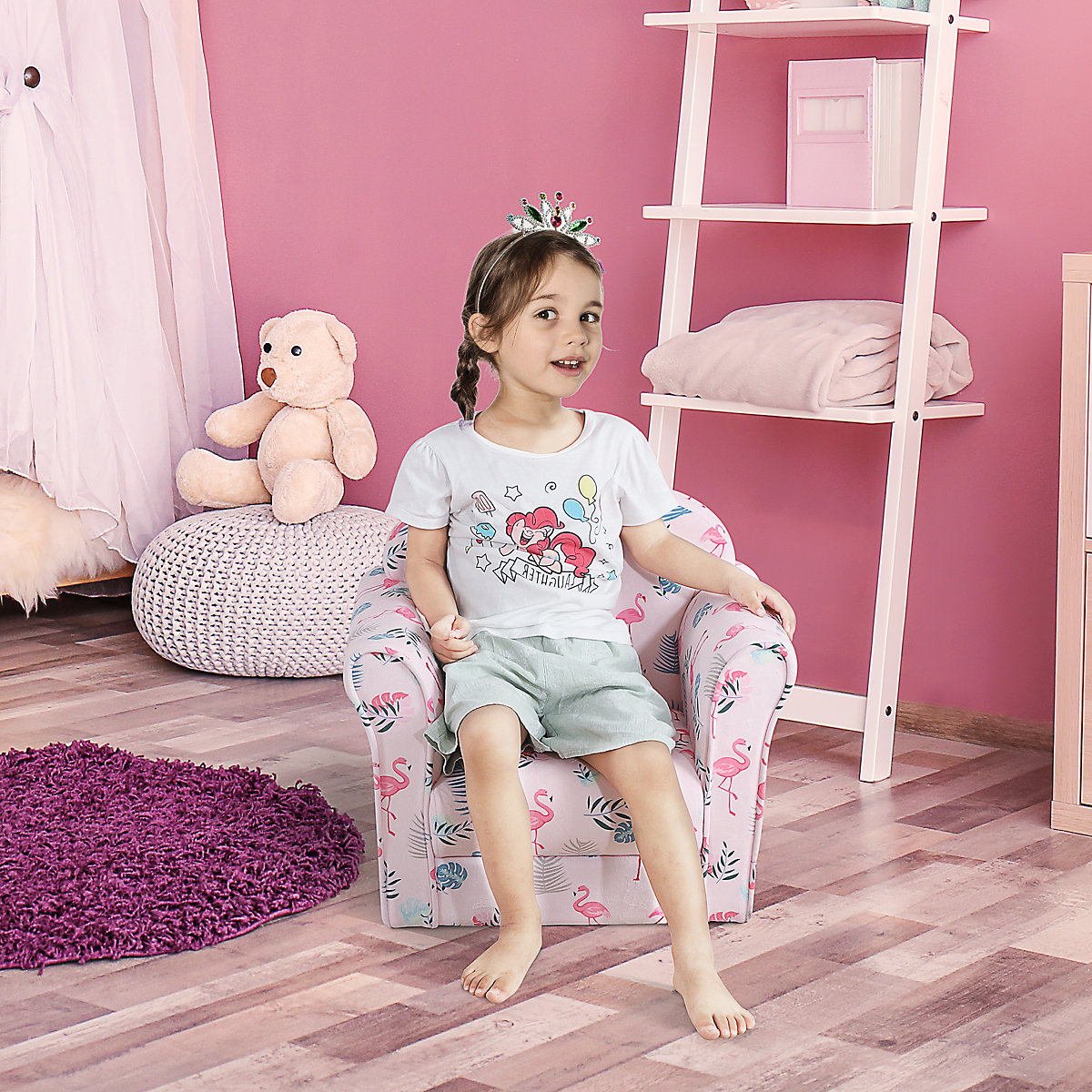 Kindersessel mit Flamingo- oder Weltraum-Muster