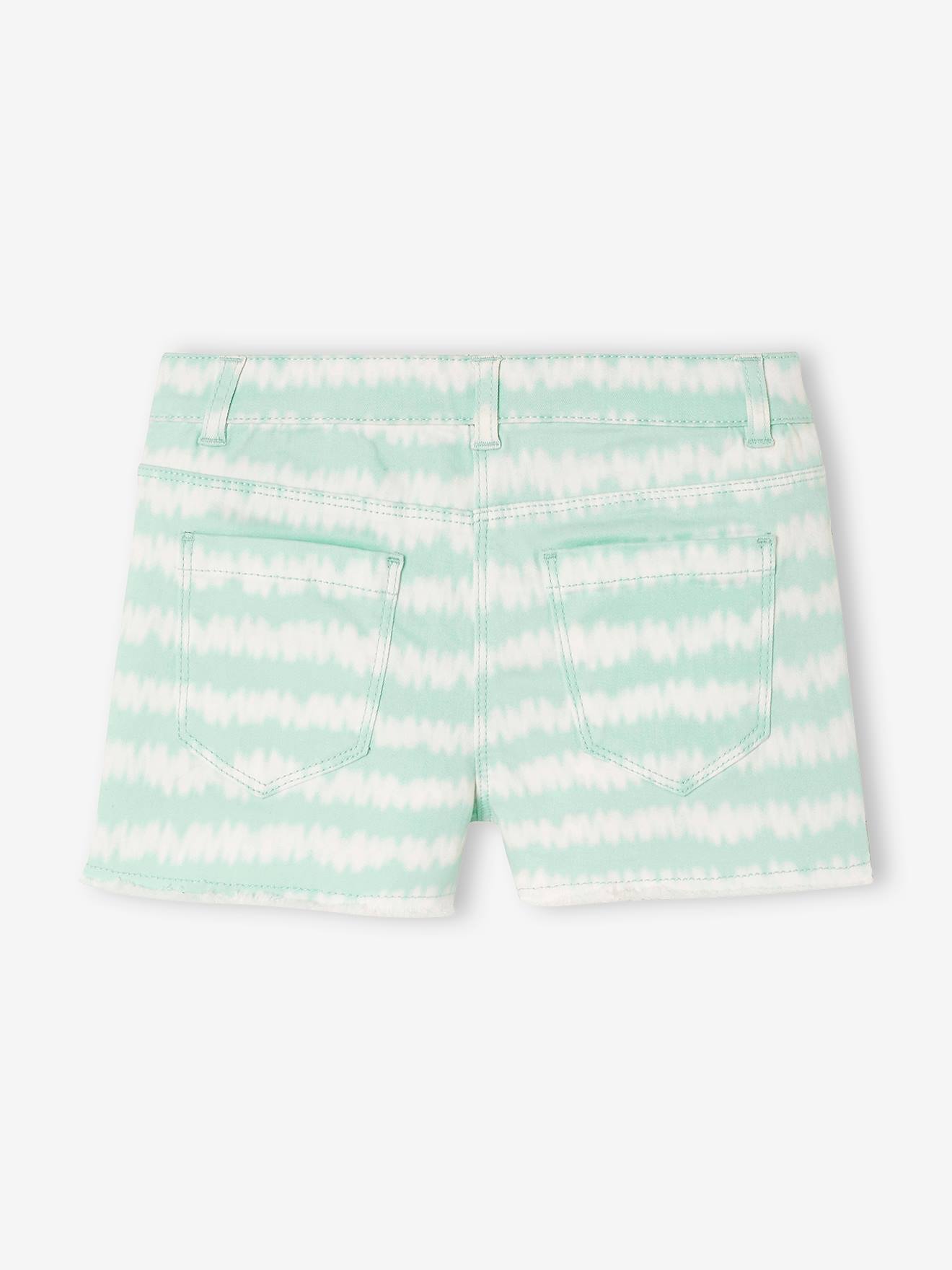 Vertbaudet Mädchen Shorts, Batikmuster - weiß/türkis