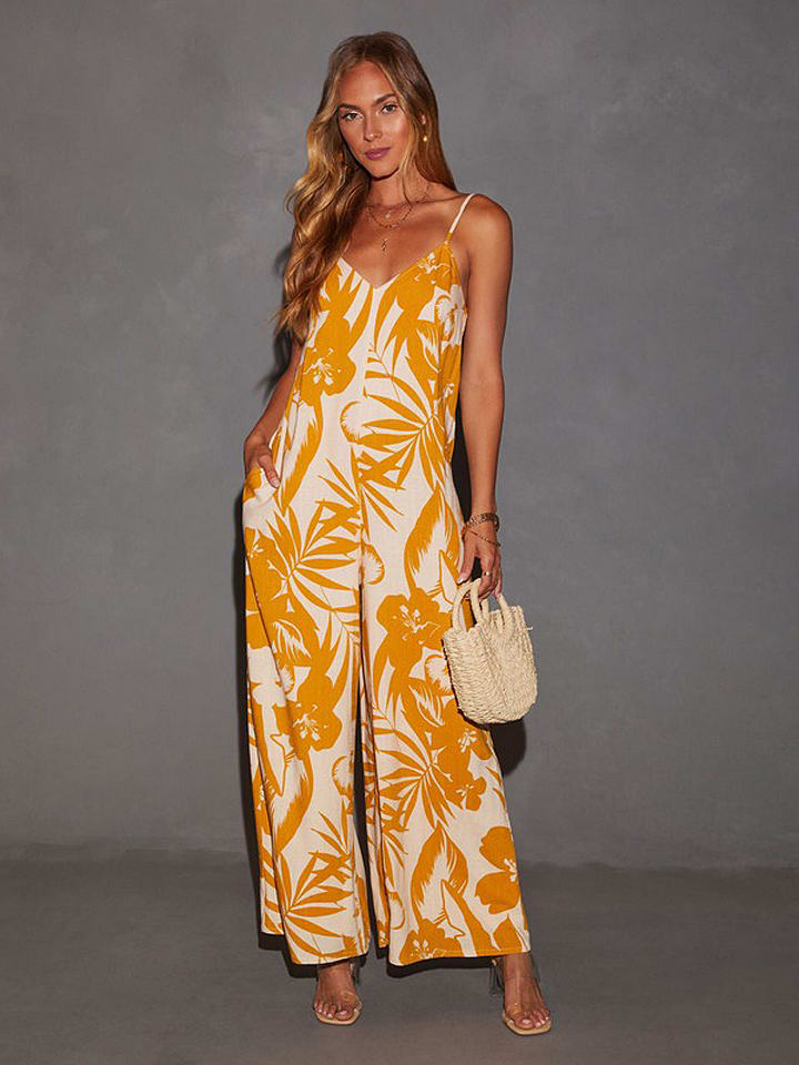LA Angels Jumpsuit in Orange/ Weiß günstig kaufen