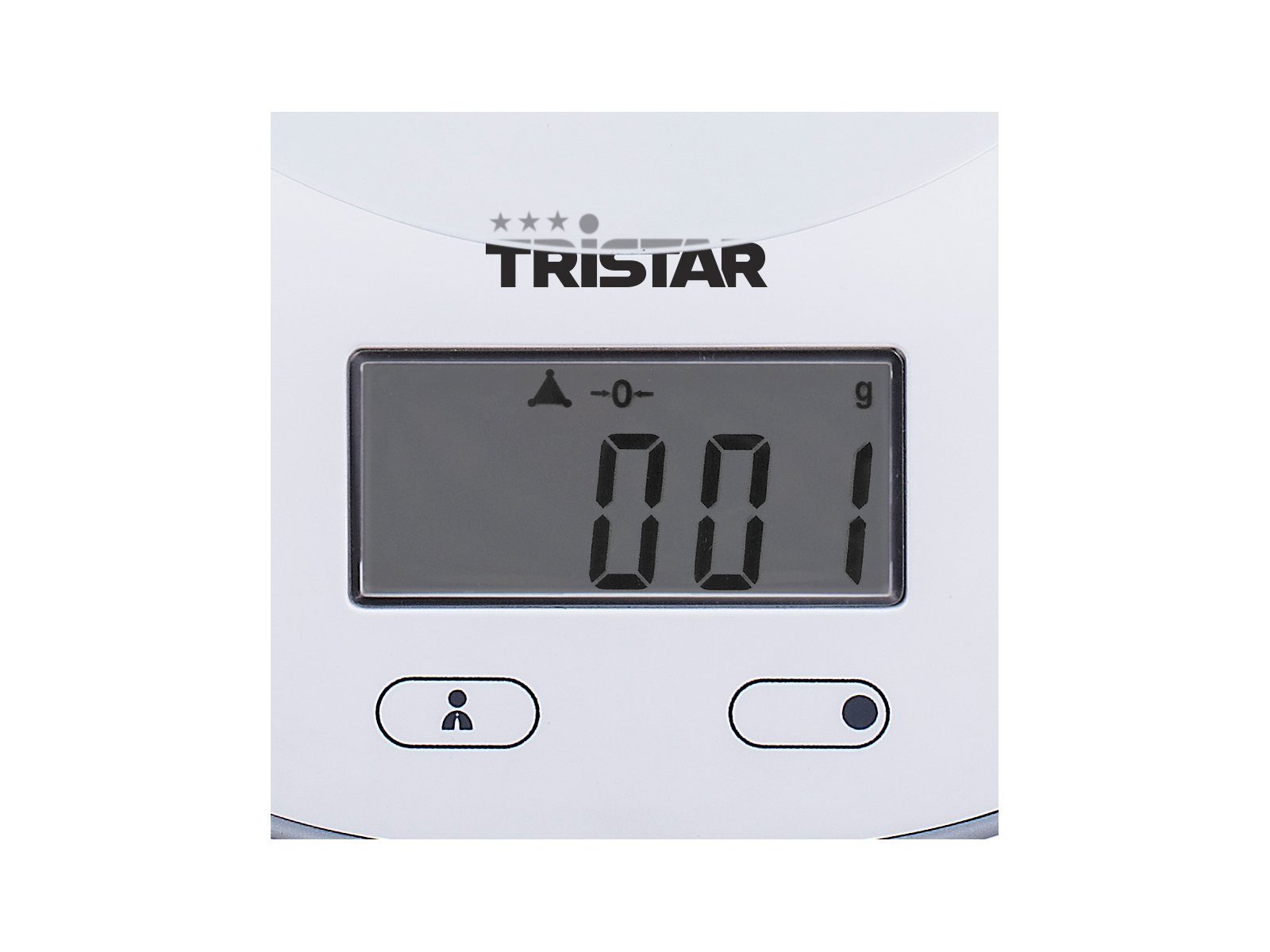Tristar Küchenwaage, digitale Glas Lebensmittelwaage für Küche mit Tara Zuwiegefunktion