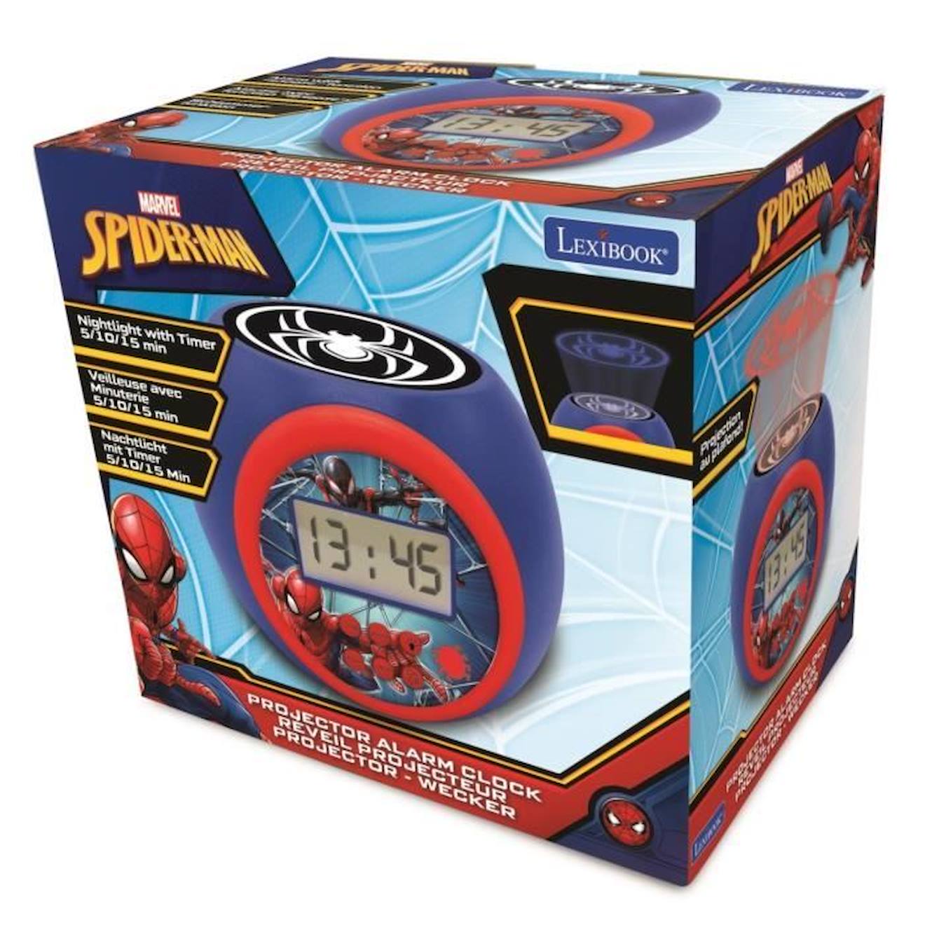 SPIDER-MAN Réveil projecteur fonction minuteur LEXIBOOK rouge