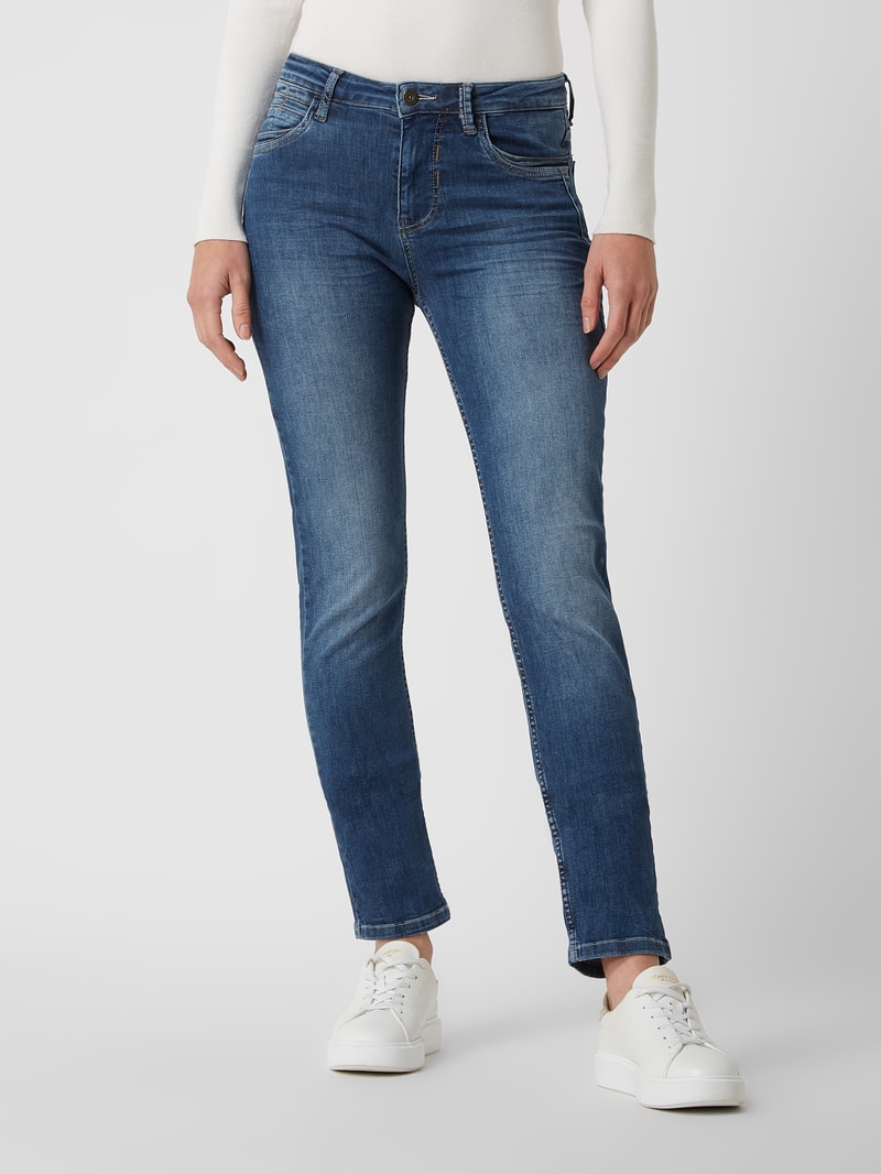 Slim Fit Mid Rise Jeans mit Stretch-Anteil Modell 'Nancy' in blau