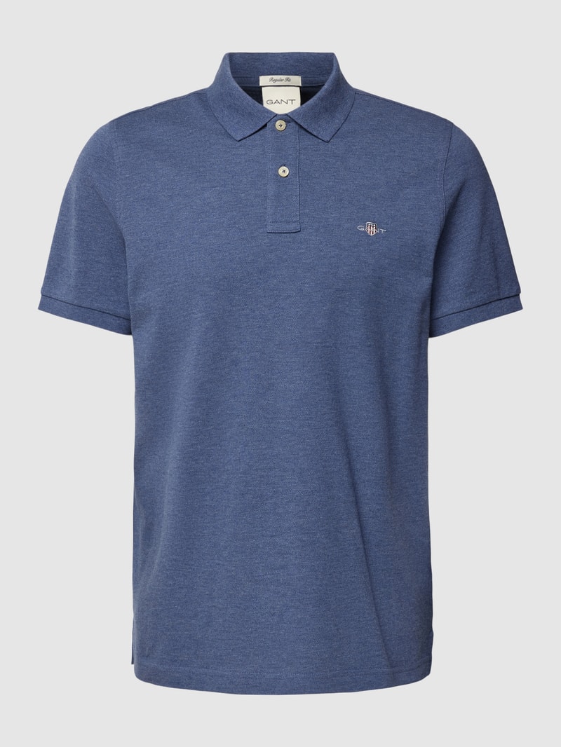 Poloshirt mit seitlichen Schlitzen Modell 'SHIELD' in jeans meliert