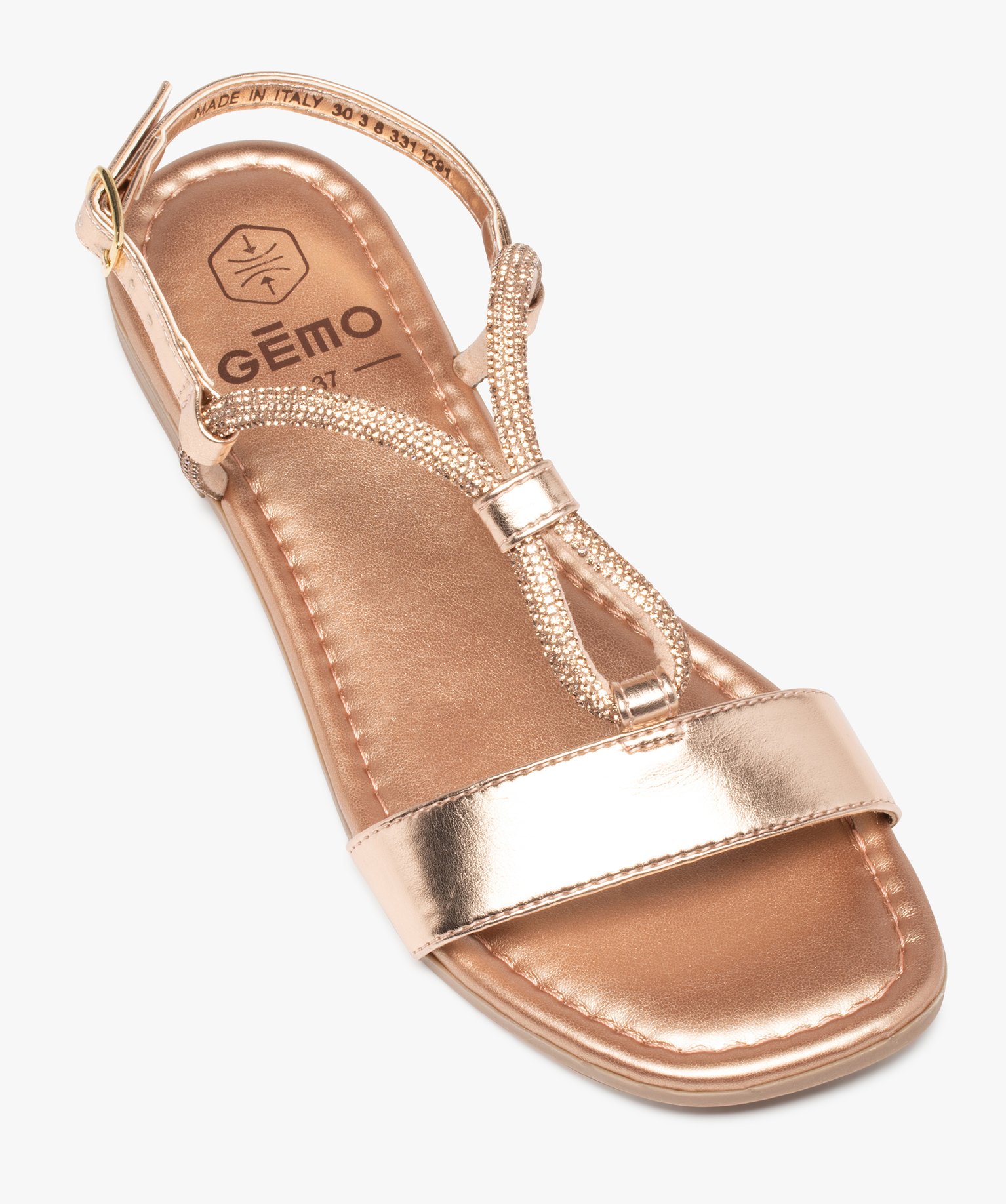 Sandales femme scintillantes avec bride à strass rose | GEMO