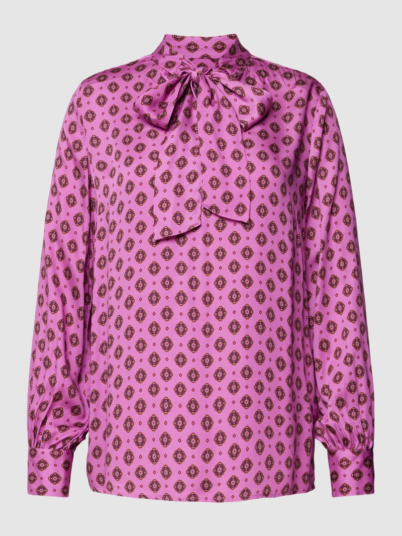 Schluppenbluse aus reiner Viskose mit Allover-Muster in pink