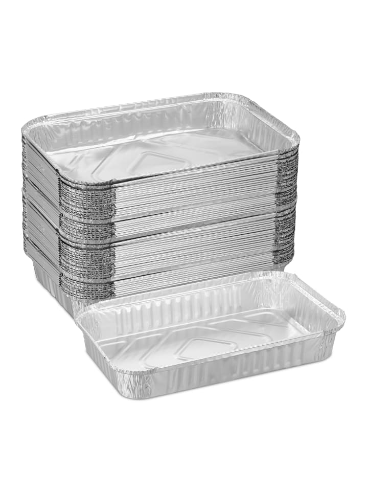 relaxdays 50 x Aluschalen in Silber - (B)31 x (H)4,5 x (T)21 cm günstig kaufen onesize