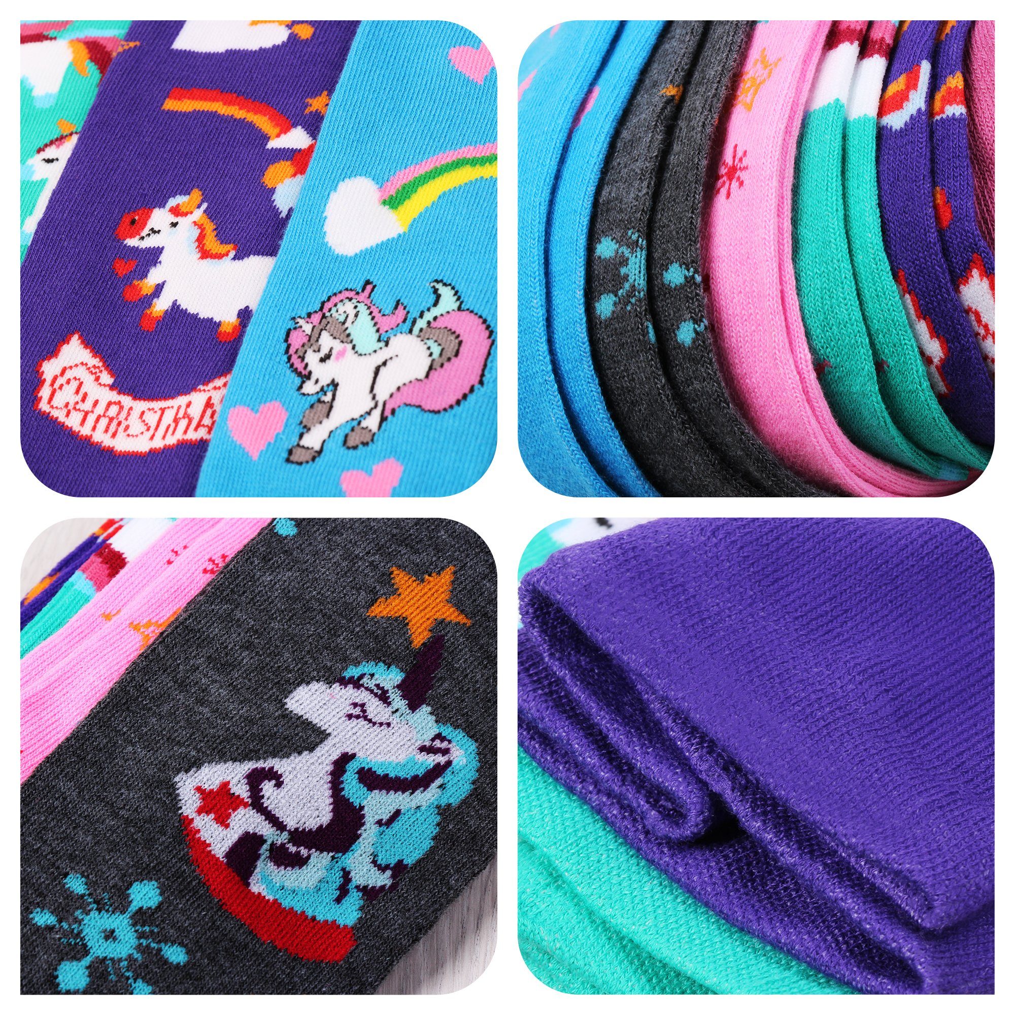 L&K-II Strickstrumpfhose 2712 (6er-Pack) mit Einhorn-Motiven aus Baumwolle