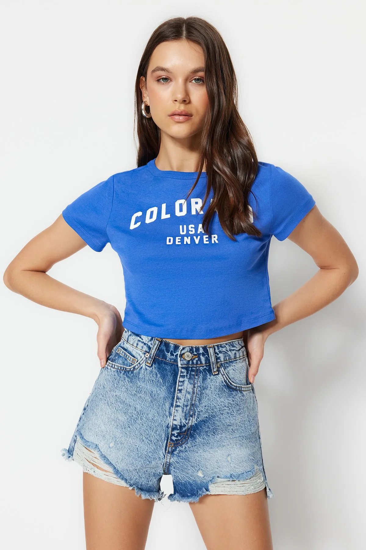 Trendyol Collection  Shorts - Blau - Mittlerer Bund