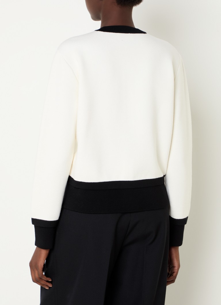 Cardigan Sandro in pregiata maglia di misto lana con logo.