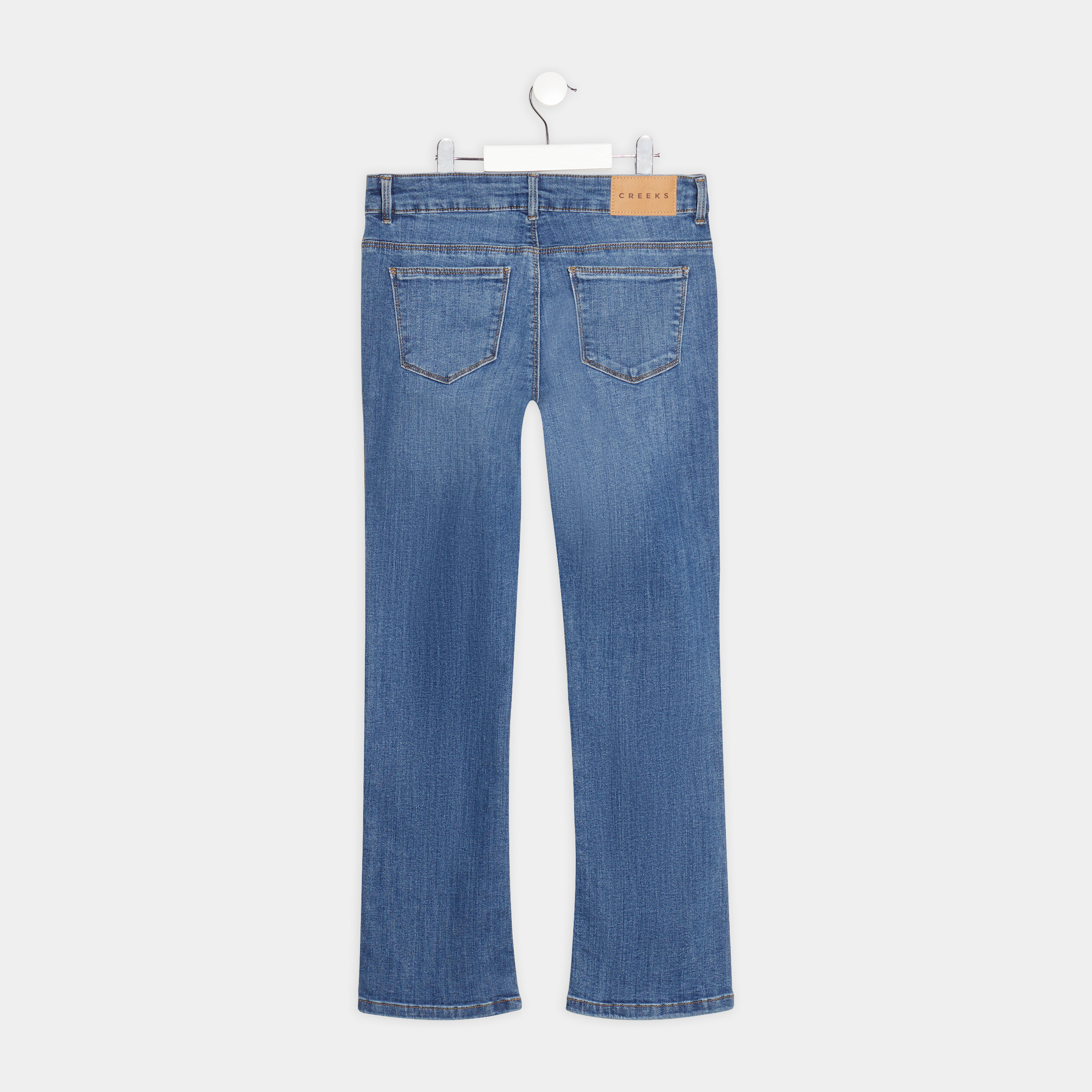 Jeans bootcut détails brodés denim stone fille | La Halle