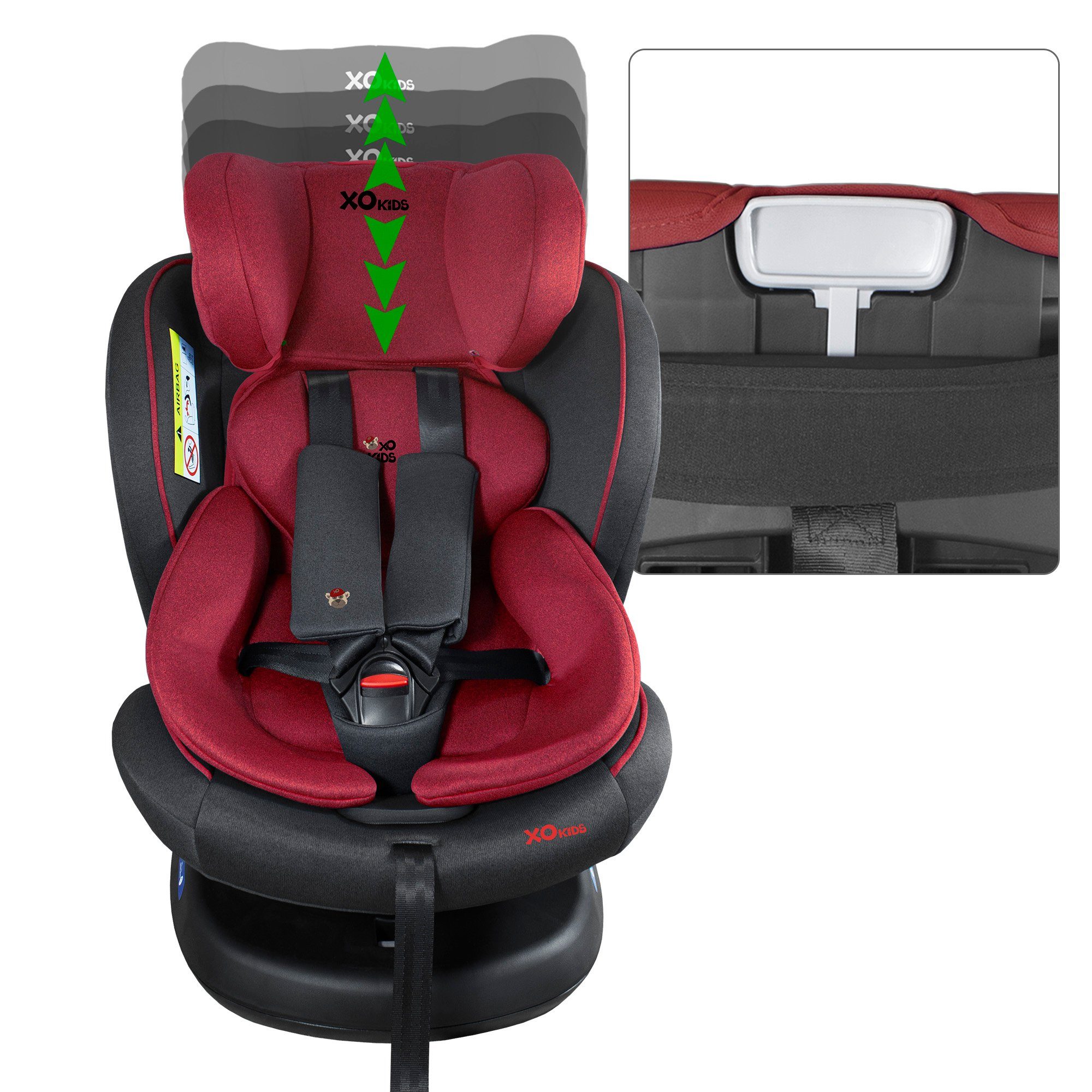 XOMAX Autokindersitz Patrizia, bis: 11, ab: 0 kg, bis: 36 kg, (Patrizia), mit 360° Drehfunktion, Isofix Gruppe 0/1/2/3 5-Punkt-Gurt ECE R44/04