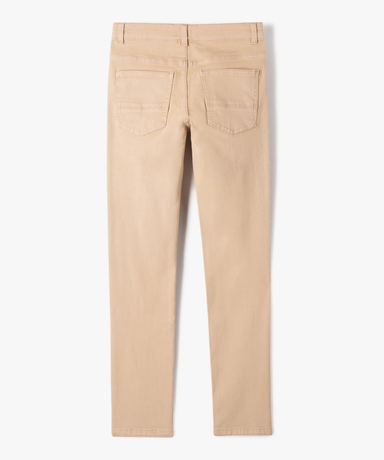 Pantalon en coton stretch coupe slim 5 poches Garçon beige | GEMO